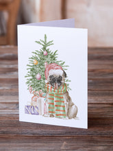 Load image into Gallery viewer, Christmas Fawn Pug Greeting Cards -  Blank Note Cards – 8-Pack of Artist-Designed Cards with Envelopes
