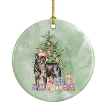 Load image into Gallery viewer, Christmas Rottweiler Ornament - Round Ceramic Ornament – Artist-Designed Keepsake Decoration