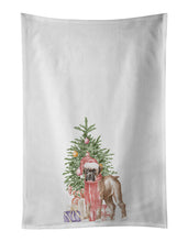 Load image into Gallery viewer, Boxer Puppy Christmas Presents and Tree White Kitchen Towel Set of 2