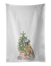 Load image into Gallery viewer, Boxer Christmas Presents and Tree White Kitchen Towel Set of 2