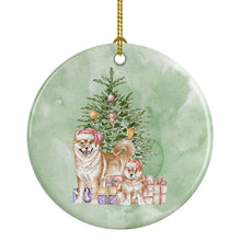 Load image into Gallery viewer, Christmas Shiba Inu Momma and Baby Ornament - Round Ceramic Ornament – Artist-Designed Keepsake Decoration