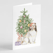 Load image into Gallery viewer, Christmas Sheltie Shetland Sheepdog Greeting Cards -  Blank Note Cards – 8-Pack of Artist-Designed Cards with Envelopes
