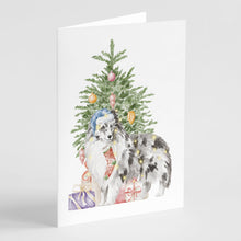 Load image into Gallery viewer, Christmas Sheltie Shetland Sheepdog Blue Merle Greeting Cards -  Blank Note Cards – 8-Pack of Artist-Designed Cards with Envelopes