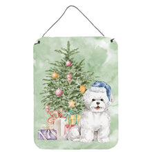 Load image into Gallery viewer, Christmas Bichon Frise Blue Hat Wall or Door Hanging Prints