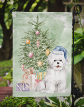 Load image into Gallery viewer, Christmas Bichon Frise Blue Hat Garden Flag – Decorative Outdoor Yard Flag