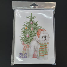 Load image into Gallery viewer, Christmas Bichon Frise Red Hat Greeting Cards -  Blank Note Cards – 8-Pack of Artist-Designed Cards with Envelopes