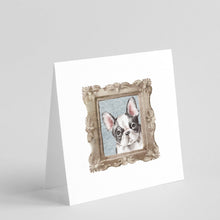 Load image into Gallery viewer, French Bulldog Black White Square Greeting Cards -  Blank Note Cards – 8-Pack of Artist-Designed Cards with Envelopes