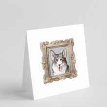 Load image into Gallery viewer, Corgi Tricolor Front View Square Greeting Cards -  Blank Note Cards – 8-Pack of Artist-Designed Cards with Envelopes