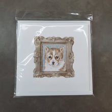 Load image into Gallery viewer, Corgi Red White Puppy 2 Square Greeting Cards -  Blank Note Cards – 8-Pack of Artist-Designed Cards with Envelopes