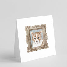 Load image into Gallery viewer, Corgi Red White Puppy 2 Square Greeting Cards -  Blank Note Cards – 8-Pack of Artist-Designed Cards with Envelopes