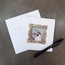 Load image into Gallery viewer, Bull Terrier Tricolor Side View Square Greeting Cards -  Blank Note Cards – 8-Pack of Artist-Designed Cards with Envelopes