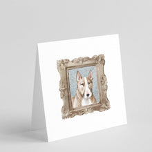Load image into Gallery viewer, Bull Terrier Red White Square Greeting Cards -  Blank Note Cards – 8-Pack of Artist-Designed Cards with Envelopes