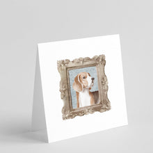Load image into Gallery viewer, Beagle Tricolor Side View 2 Square Greeting Cards -  Blank Note Cards – 8-Pack of Artist-Designed Cards with Envelopes
