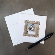 Load image into Gallery viewer, Australian Shepherd Merle Tongue Out Square Greeting Cards -  Blank Note Cards – 8-Pack of Artist-Designed Cards with Envelopes