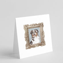 Load image into Gallery viewer, Australian Shepherd Merle Smile Square Greeting Cards -  Blank Note Cards – 8-Pack of Artist-Designed Cards with Envelopes