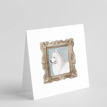 Load image into Gallery viewer, Samoyed Side View Square Greeting Cards -  Blank Note Cards – 8-Pack of Artist-Designed Cards with Envelopes