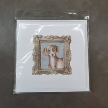 Load image into Gallery viewer, Dachsund Shorthaired Front View Square Greeting Cards -  Blank Note Cards – 8-Pack of Artist-Designed Cards with Envelopes