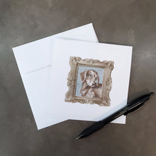 Load image into Gallery viewer, Dachsund Shorthaired Chocolate Side View Square Greeting Cards -  Blank Note Cards – 8-Pack of Artist-Designed Cards with Envelopes