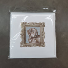 Load image into Gallery viewer, Dachsund Shorthaired Chocolate Side View Square Greeting Cards -  Blank Note Cards – 8-Pack of Artist-Designed Cards with Envelopes