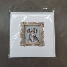 Load image into Gallery viewer, Dachsund Shorthaired Black Tan Front View Square Greeting Cards -  Blank Note Cards – 8-Pack of Artist-Designed Cards with Envelopes