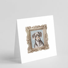 Load image into Gallery viewer, Dachsund Shorthaired Black Tan Front View Square Greeting Cards -  Blank Note Cards – 8-Pack of Artist-Designed Cards with Envelopes