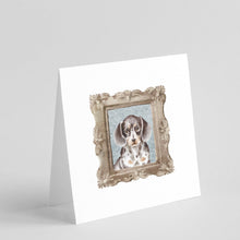 Load image into Gallery viewer, Dachsund Shorthaired Merle Puppy Square Greeting Cards -  Blank Note Cards – 8-Pack of Artist-Designed Cards with Envelopes