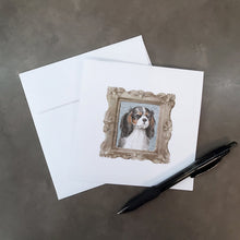 Load image into Gallery viewer, Cavalier King Charles Spaniel Tricolor Front View Square Greeting Cards -  Blank Note Cards – 8-Pack of Artist-Designed Cards with Envelopes