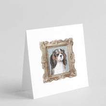 Load image into Gallery viewer, Cavalier King Charles Spaniel Tricolor Front View Square Greeting Cards -  Blank Note Cards – 8-Pack of Artist-Designed Cards with Envelopes