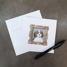 Load image into Gallery viewer, Cavalier King Charles Spaniel Tricolor Puppy Square Greeting Cards -  Blank Note Cards – 8-Pack of Artist-Designed Cards with Envelopes