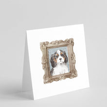 Load image into Gallery viewer, Cavalier King Charles Spaniel Tricolor Puppy Square Greeting Cards -  Blank Note Cards – 8-Pack of Artist-Designed Cards with Envelopes