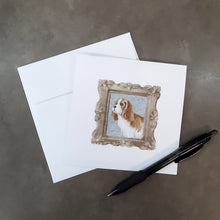 Load image into Gallery viewer, Cavalier King Charles Spaniel Red White Side View Square Greeting Cards -  Blank Note Cards – 8-Pack of Artist-Designed Cards with Envelopes