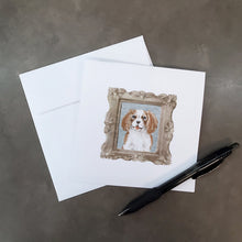 Load image into Gallery viewer, Cavalier King Charles Spaniel Red White Tongue Out Square Greeting Cards -  Blank Note Cards – 8-Pack of Artist-Designed Cards with Envelopes