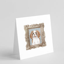 Load image into Gallery viewer, Cavalier King Charles Spaniel Red White Tongue Out Square Greeting Cards -  Blank Note Cards – 8-Pack of Artist-Designed Cards with Envelopes
