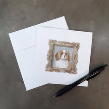 Load image into Gallery viewer, Cavalier King Charles Spaniel Red White Front View 3 Square Greeting Cards -  Blank Note Cards – 8-Pack of Artist-Designed Cards with Envelopes