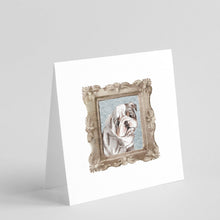 Load image into Gallery viewer, English Bulldog Tricolor Bulldog Puppy Square Greeting Cards -  Blank Note Cards – 8-Pack of Artist-Designed Cards with Envelopes