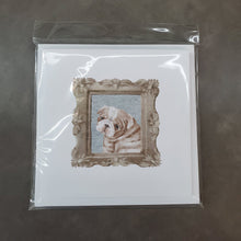 Load image into Gallery viewer, English Bulldog Fawn White Puppy Square Greeting Cards -  Blank Note Cards – 8-Pack of Artist-Designed Cards with Envelopes
