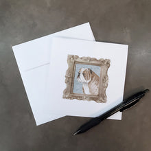 Load image into Gallery viewer, English Bulldog Fawn White Side View Square Greeting Cards -  Blank Note Cards – 8-Pack of Artist-Designed Cards with Envelopes