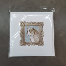 Load image into Gallery viewer, English Bulldog Fawn White Side View Square Greeting Cards -  Blank Note Cards – 8-Pack of Artist-Designed Cards with Envelopes