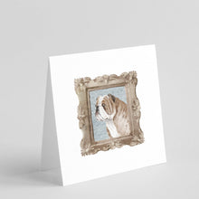 Load image into Gallery viewer, English Bulldog Fawn White Side View Square Greeting Cards -  Blank Note Cards – 8-Pack of Artist-Designed Cards with Envelopes