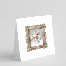 Load image into Gallery viewer, English Bulldog Fawn White Head Tilt Square Greeting Cards -  Blank Note Cards – 8-Pack of Artist-Designed Cards with Envelopes