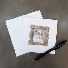 Load image into Gallery viewer, English Bulldog Fawn White Front View Square Greeting Cards -  Blank Note Cards – 8-Pack of Artist-Designed Cards with Envelopes