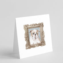 Load image into Gallery viewer, English Bulldog Fawn White Front View Square Greeting Cards -  Blank Note Cards – 8-Pack of Artist-Designed Cards with Envelopes