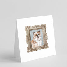 Load image into Gallery viewer, English Bulldog Fawn White Front View 2 Square Greeting Cards -  Blank Note Cards – 8-Pack of Artist-Designed Cards with Envelopes