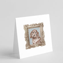 Load image into Gallery viewer, English Cocker Spaniel Red Front View Square Greeting Cards -  Blank Note Cards – 8-Pack of Artist-Designed Cards with Envelopes
