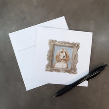 Load image into Gallery viewer, English Cocker Spaniel Golden Front View Square Greeting Cards -  Blank Note Cards – 8-Pack of Artist-Designed Cards with Envelopes