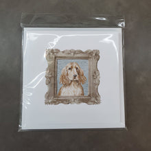 Load image into Gallery viewer, English Cocker Spaniel Golden Front View Square Greeting Cards -  Blank Note Cards – 8-Pack of Artist-Designed Cards with Envelopes