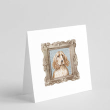 Load image into Gallery viewer, English Cocker Spaniel Golden Front View Square Greeting Cards -  Blank Note Cards – 8-Pack of Artist-Designed Cards with Envelopes