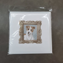 Load image into Gallery viewer, Jack Russell Terrier Red White Front View Square Greeting Cards -  Blank Note Cards – 8-Pack of Artist-Designed Cards with Envelopes