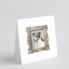 Load image into Gallery viewer, Jack Russell Terrier Tricolor Smile Square Greeting Cards -  Blank Note Cards – 8-Pack of Artist-Designed Cards with Envelopes