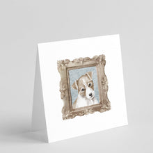 Load image into Gallery viewer, Jack Russell Terrier Tan White Puppy Square Greeting Cards -  Blank Note Cards – 8-Pack of Artist-Designed Cards with Envelopes